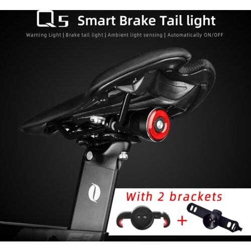 Smart Bicycle Taillight IPX6 Automatic Start/stop Brake Induction USB Charging Bike Accessories Tail Light Bikes Cycling