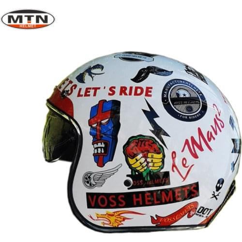 Bike Helmet with Sun Visor Motorcycle Half Face Vintage Casco Free Shipping Jet Pilot Chopper Vespa Quality Capacetes Para Moto