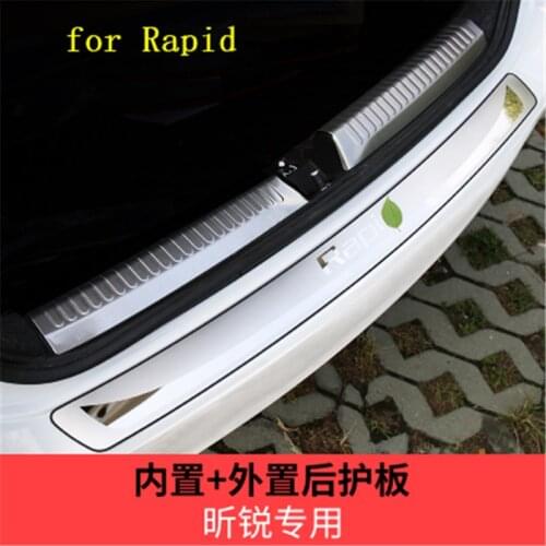 Stainless Steel Internal external Rear Bumper Protector Sill Trunk Tread Plate Trim for 2013-2019 Skoda Rapid Car styling