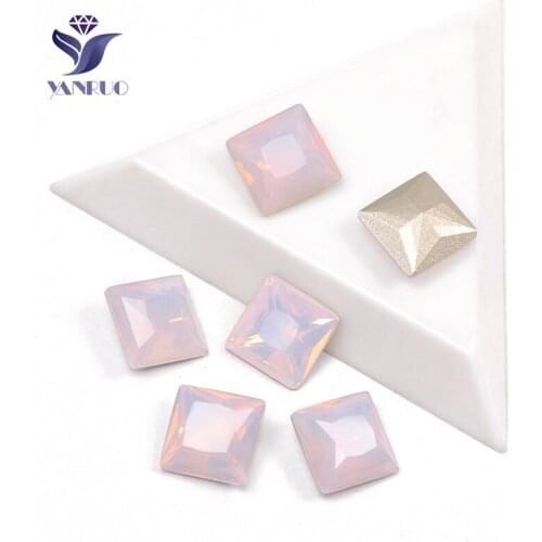 YANRUO 4447 Princess Square Rose Water Opal Middle With Rhinestones Sewing Glitter For Crafts Rhinestones DIY Needlework
