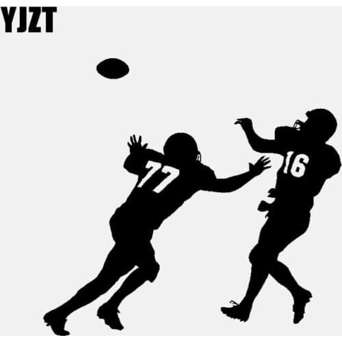 YJZT 16CM*15CM Funny Decal Vinyl Car Sticker American Football Players Game Black/Silver C3-1670