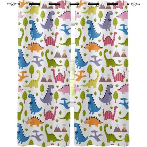 Lovely Dinosaur Patterns Curtain Kitchen Outdoor Indoor Curtain Panels With Grommets Window Treatment Ideas Curtains And Drapes