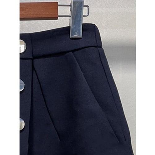 2021 Early Autumn New Women Solid Color Single-breasted Fashion Culottes Shorts