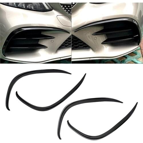 2Pcs Front Bumper Spoiler Lip Splitter Trim ABS For Mercedes Benz C-Class C200 C260 W205 2019 2020 2021 Car Styling Accessories