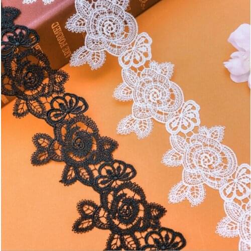 2 Yards polyester Water Soluble Lace Trim floral Ribbon Embroidery Lace Fabric Handmade Clothes Sewing lace trimmings Appliques