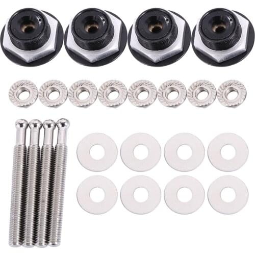 4X Push Button Quick Release Car Hood Bonnet Latch Pin Lock Bumper Clip Black