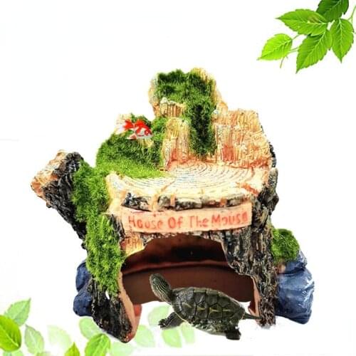 Fish tank landscaping fish shrimp reptiles avoid cave houses simulation arched bark background aquarium decoration accessories