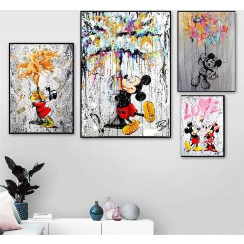 5d Diamond Painting Full Square Graffiti Disney Anime Mickey Mouse Balloon Diamond Embroidery Cross Stitch Sale Home Decoration