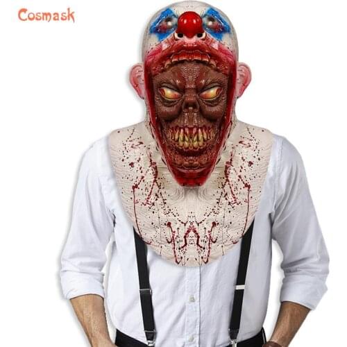Cosmask Halloween Horror Clown Latex Mask Open Mouth Clown Scary Mask For Halloween Cosplay Theme Carnival Mask