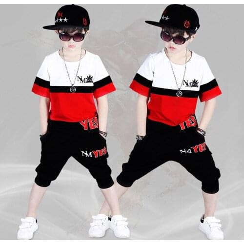 Childrens Clothing Boy Summer Dress Handsome Suit 2019 New Childrens Short-sleeved Sports Suit