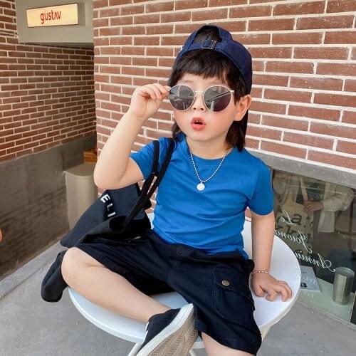 2021 Children Shorts Summer New Cotton Cool Solid Color Big Pocket Boys Breathable Tooling Style Sports Short