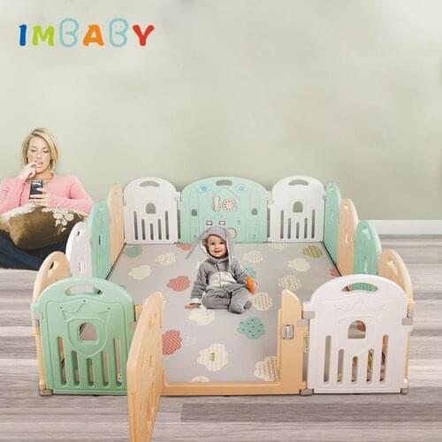 IMBABY Safety Baby Playpen Fence For Children Puzzle Early Education Playground Folding Kid Playpen Ball Pool Pit Indoor Fence