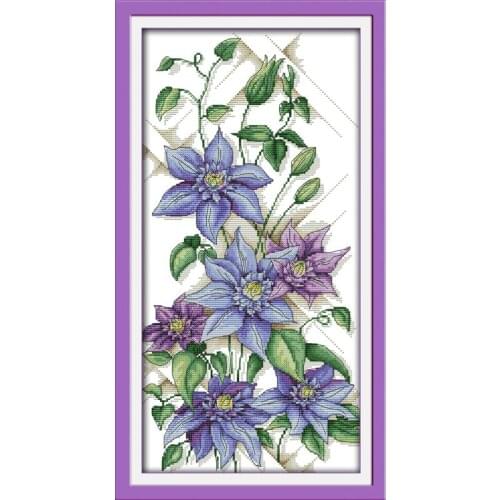 Everlasting Love Purple Blossoms (2) Chinese Cross Stitch Kit Ecological Cotton Stamped Printed 11 14CT DIY Christmas Decoration