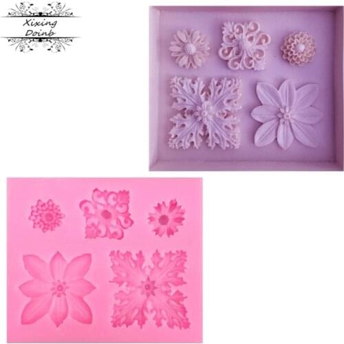 European flowers mold Retro relief flower silicone mould fondant mold Cake Decorating Mold chocolate gumpaste moulds