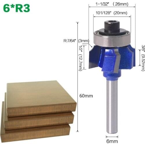 6mm Shank Router Bit R1/R2/R3 4 Teeth Edge Trimmer Woodwork Milling Trimming Cutter Machine Hand Tool