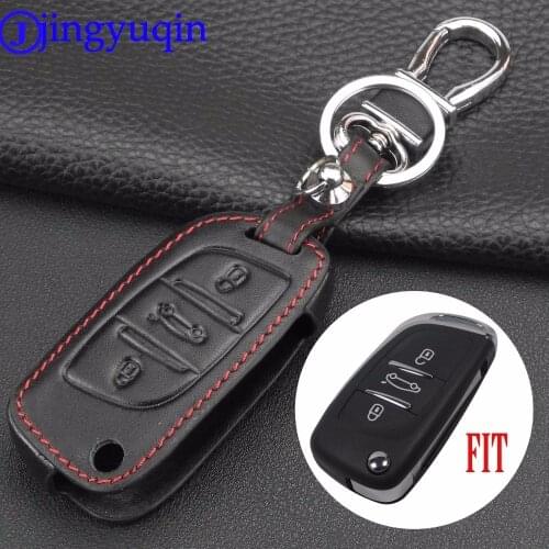 Jingyuqin New 3 Buttons Remote Flid Folding Key Leather Cover Case Fob For PEUGEOT 207 307 308 For Citroen C2 C3 C4 C5 C6 C8