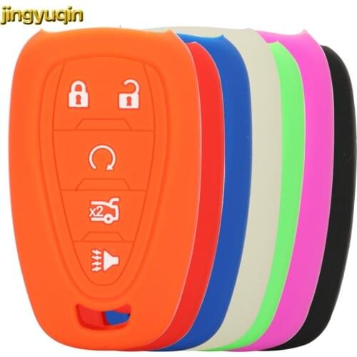 Jingyuqin Remote Car Key Silicone Case Cover Protection For Chevrolet Cruze Sonic Camaro Equniox Traverse Malibu 5Button No Logo