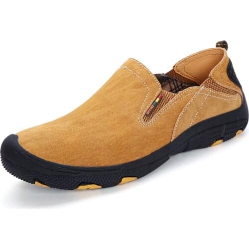 Quality Mens Suede Leather Shoes Man Elastic Band Fashion Mens Casual Shoes Outdoor Hiking Shoes Male Trekking Leather Shoes