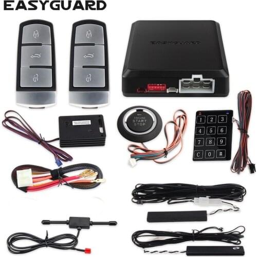 Quality EASYGUARD passive keyless entry car alarm Rolling code auto start push button start touch password entry shock alarm