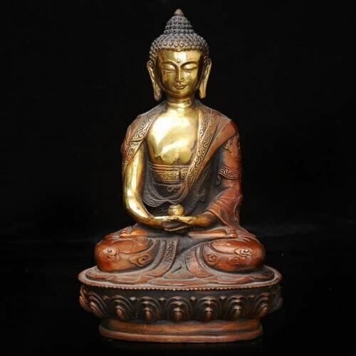 Chinese Old Brass Tibetan Buddhism Statue Shakya Muni