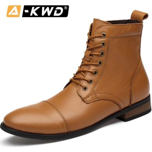 Fashion Shoes 2019 Black Light-Brown Man Boots Shoes Autumn Men Leather Shoes High Top Men Boots Botas De Hombre Mens Ankle Shoes Mens Shoes Casual Shoes Fashion Genuine Leather