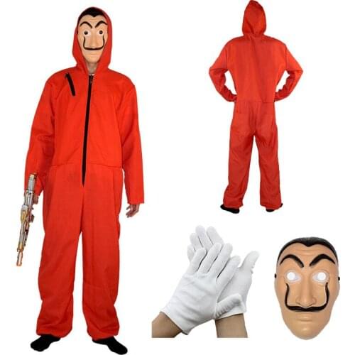 Movie Salvador Dali Cosplay La Casa De Papel Costume Red Coverall Child Adult Man Woman Halloween Cosplay Costumes