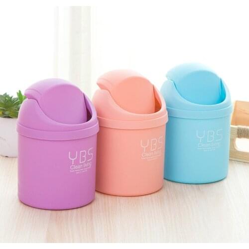 Colorful Desktop Storage Box Waste Container Desktop Cleaning Barrel Creative Small Desk Organizer Storage Dustbins -30