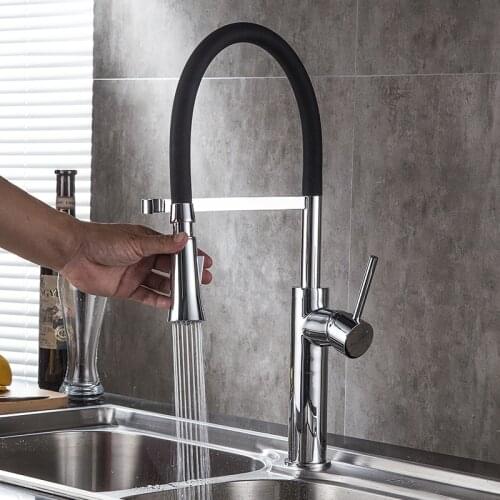 Kitchen copper black silicone tube faucet, sink faucet rotating mobile tube faucet