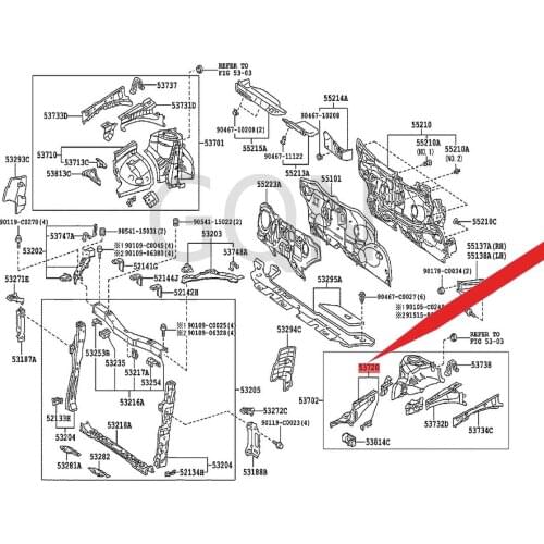 Left side mudguard assembly with front longitudinal beam 2007-Toy ota COR OLL APR IUS front wheel pronation plate.L