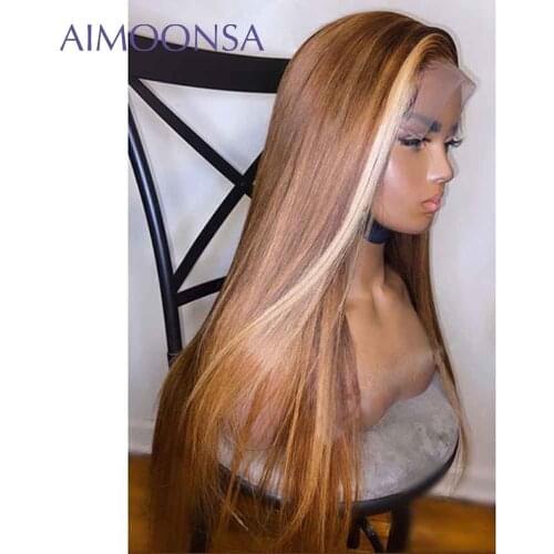 Honey Blonde Lace Front Wigs Brown Straight Human Hair Wigs Brazilian Hair Colored 13x4 Lace Frontal Wig Blonde 150 Density Remy