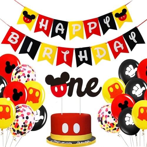 Mickey party supplies birthday decoration set happy birthday mouse banner Boys 1st Birthday Party Supplies