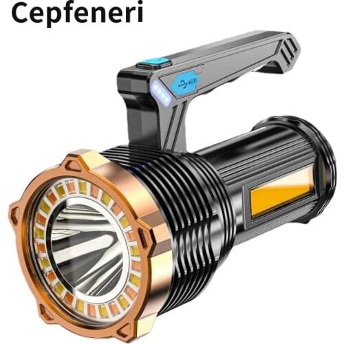 Super Bright Power Torch Flashlight Rechargeable Lantern Long-Range Led Household Self-Defense Durable Outdoors Convenient