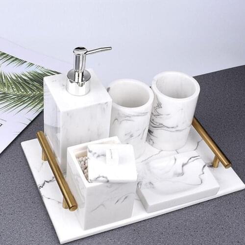Marble Texture Resin Cotton Swab Lid Storage Box Canister Jar Portable Makeup Cotton Pad Holder Cosmetics Organizer Gift