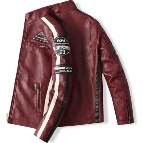 Mens Motorcycle Jacket 2021 Autumn Winter Men New PU Leather Jackets Casual Embroidery Biker Bomber Coat Zipper Fleece Overcoat