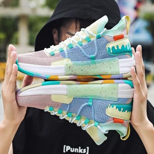 Mens Basketball Shoes Breathable Cushioning No-Slip Wearable Sports Shoe Unisex Street Basketball Culture Sneakers Couple 36-45