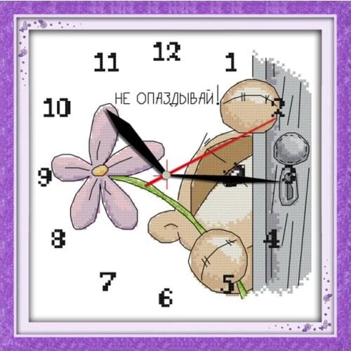 Lovely Raccoon cross stitch kit 14ct 11ct count print canvas wall clock stitches embroidery DIY handmade needlework plus