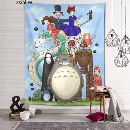 Wall Tapestry Japanese Anime Studio Ghibli Background Decorative Wall Hanging For Living Room Bedroom Dorm Room Home Decor