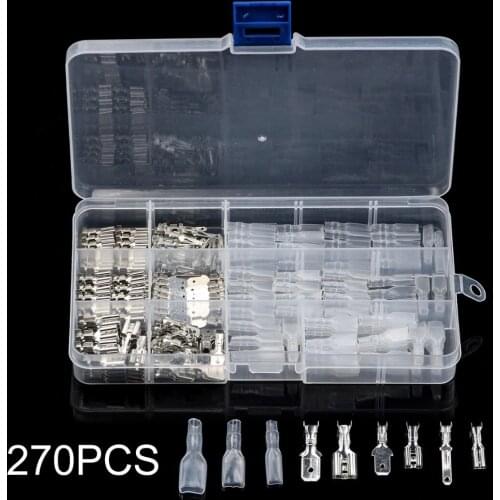 270pcs Wire Crimp Connectors Terminal Electrical Wire Crimp Connectors Male Female Spade Assortment Kit