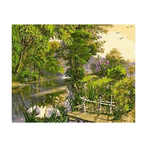 Outskirts of the morning Diy digital coloring paint by numbers wall art paintings for living room hand painted on canvas