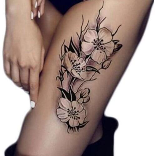 Peony Rose Plum Tattoos Temporary Tattoo Schwarz Wasserfest Body Sticker Sticker Black Roses Design Full Flower Arm Body Art