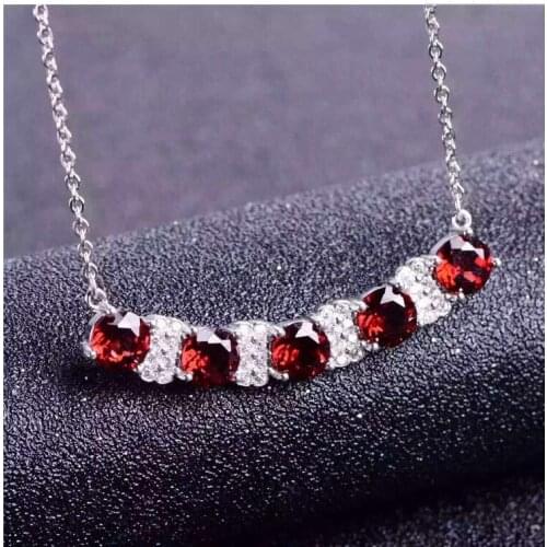 Real red garnet pendant Free shipping Natural origin garnet 925 sterling silver 5pcs 6*6mm