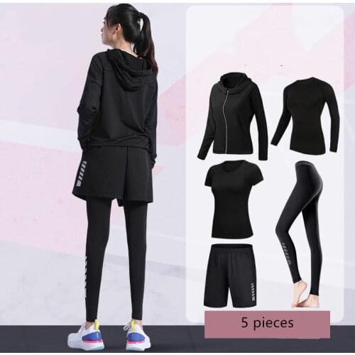 Plus Size Running Set Women Sport Suit Yoga Tights Quick Dry Fit Jogging Sportswear Workout Female Gym Fitness Tracksuit Clothes