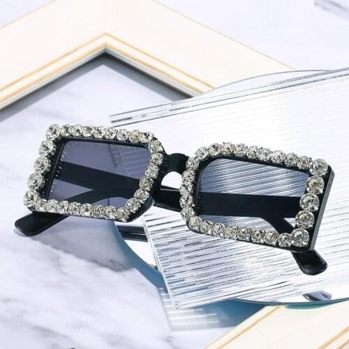 Crystal Rectangle Sunglasses Women Vintage Candy Frame Shades Brand Designer Diamond Sun Glasses Female Oculos Eyewear Men UV400