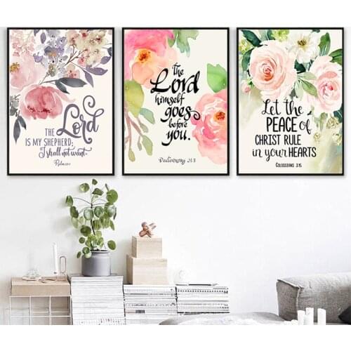 Bible Verse Canvas Painting Butterfly Flowers Poster and Prints Christian Wall Art Inspirational Quote Pictures for Living Room