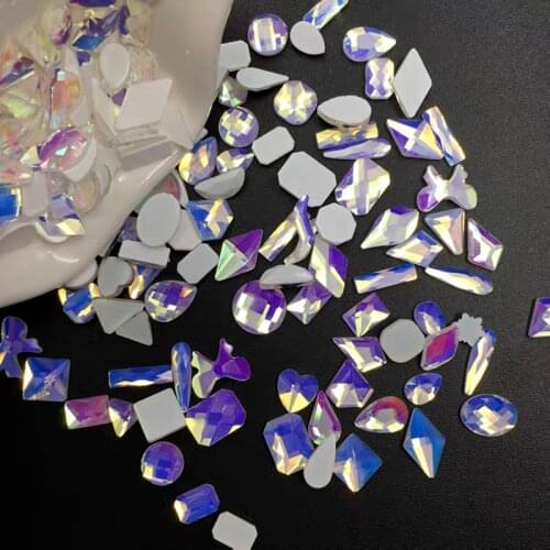 Mocha White Nail Art Decoration Flat Bottom Crystal Stone 12 Styles Mixed Shape Butterfly Drop Strip DIY Fingernail Accessories