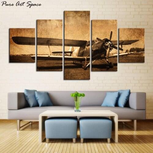 Airplane Canvas Printed Wall Art Airplane Poster Old Paper Airplane Pictures Aircraft Pictures Paintings Artwork for Home Decor