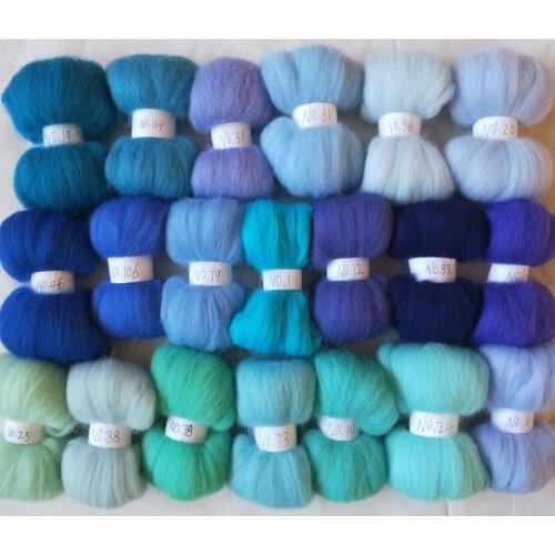 WFPFBEC 100g FELT for wool fiber combed 100% wool merino wool blue 5g/bag 20colors