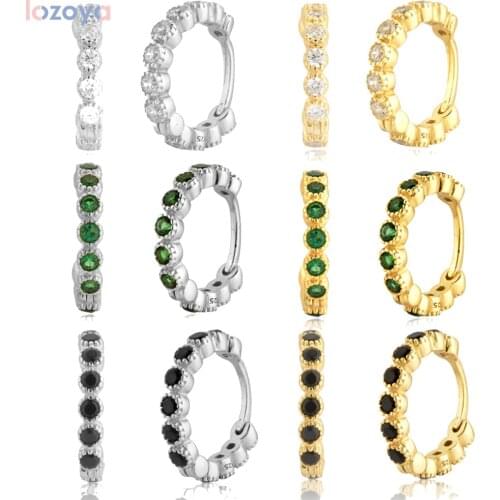 Lozoya 925 Sterling Silver Pendiente luxury Fashion Two Small Size Huggies 5.5mm 6.5mm Hoop 2020 Rock Punk Clips Piercing Jewel