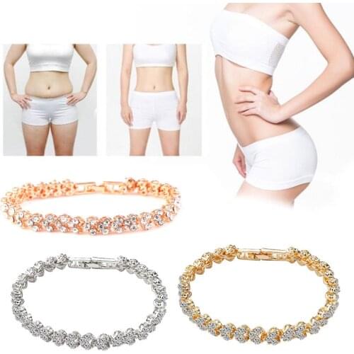 Womens Crystal Diamond Bracelet Gold And Silver Rose Gold Bracelet Weight Loss Magnetic Therapy Bracelet Slim Ear Women Gift