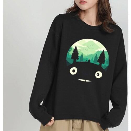 Totoro Harajuku Gothic Summer anime Cartoon Print Girls Pullover Autumn Long Sleeve Hoodies Plus Size Loose Women Sweatshirts